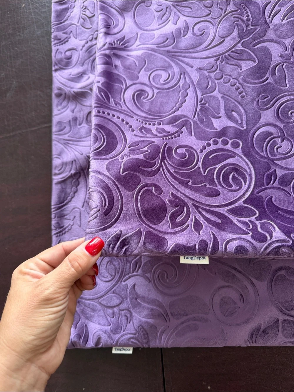 Decorative Paisley Velvet Accent Pillow Cover - Plum/Purple Color Set of 2